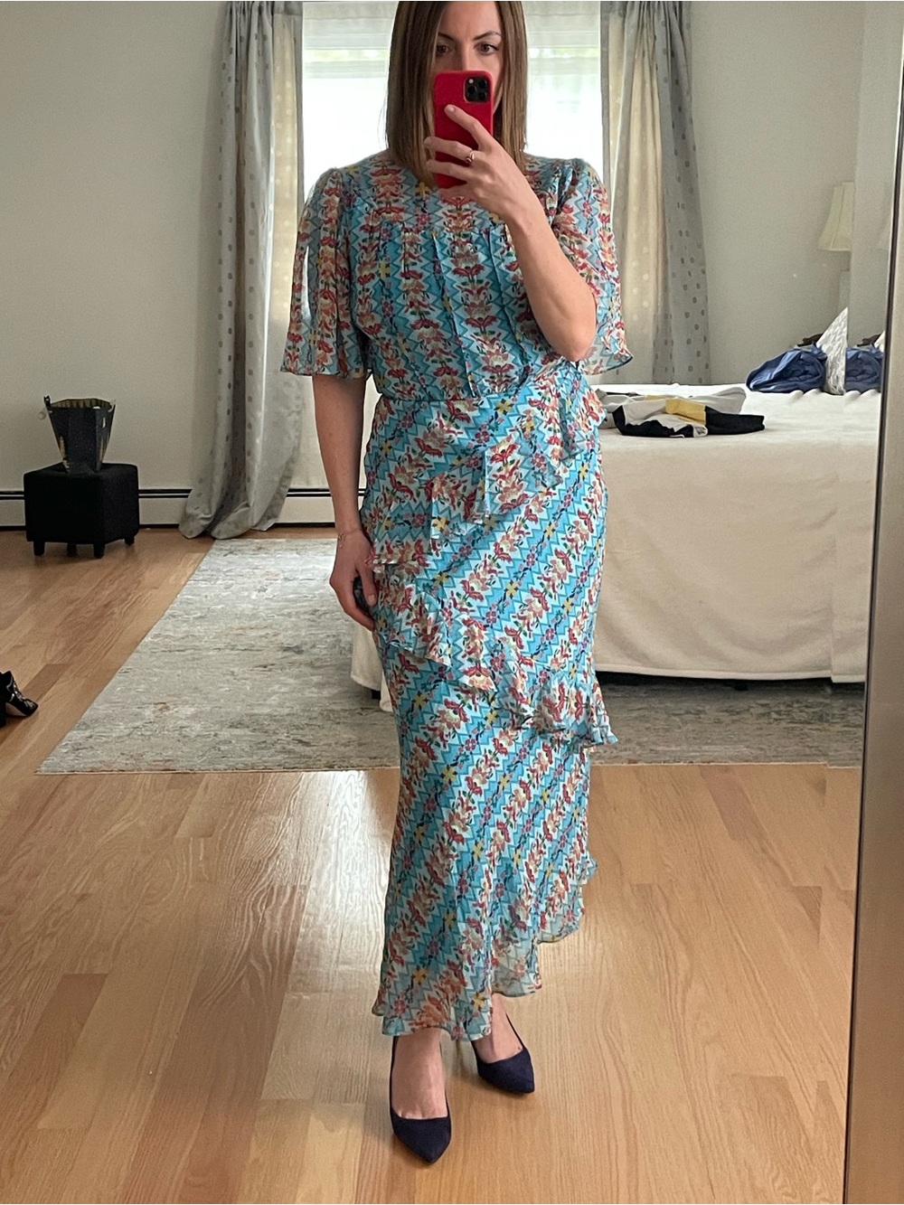 SALONI Turquoise Floral Dress